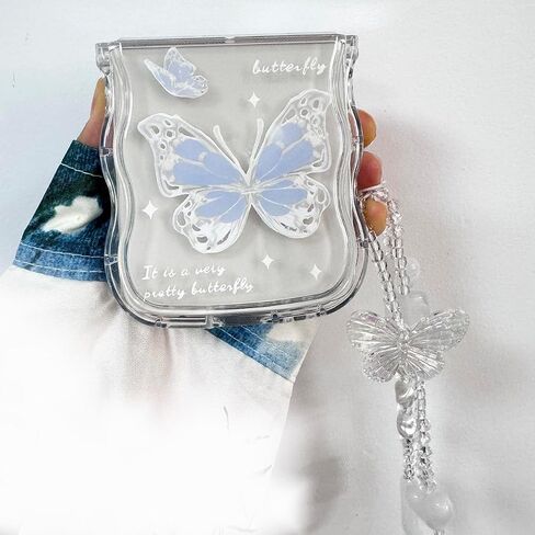 for Samsung Galaxy Z Flip 6 Cute Case with Lovely Strap and Curly Wave Frame, Aesthetic Woman Case for Galaxy Z Flip 6 Kawaii Design, Girly Protective Lanyard Case for Z Flip 6 -Blue in Saudi Arabia