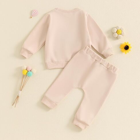 Toddler Baby Boy Girl Fall Winter Rainbow Clothes 2Pc Cute Warm Long Sleeve Sweatshirt Tops and Sweat Pants Set in Saudi Arabia