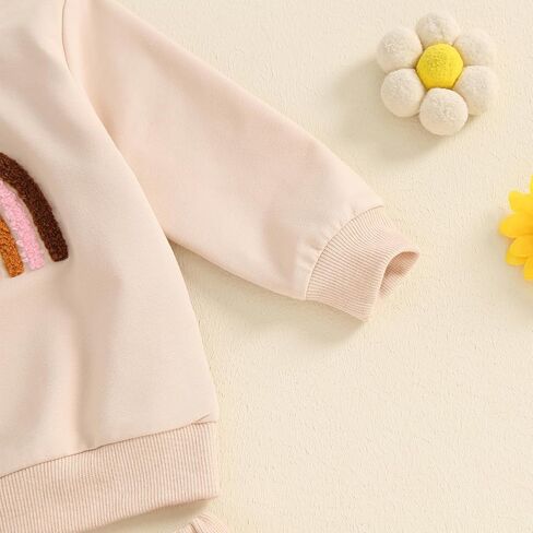 Toddler Baby Boy Girl Fall Winter Rainbow Clothes 2Pc Cute Warm Long Sleeve Sweatshirt Tops and Sweat Pants Set in Saudi Arabia