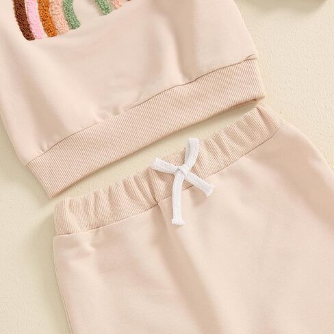Toddler Baby Boy Girl Fall Winter Rainbow Clothes 2Pc Cute Warm Long Sleeve Sweatshirt Tops and Sweat Pants Set in Saudi Arabia