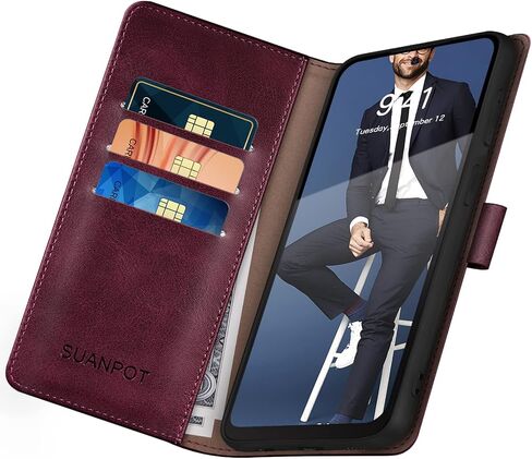 جراب محفظة SUANPOT لهاتف Moto G Stylus 5G 2024 مع حامل بطاقة الائتمان RFID، غطاء واقٍ من جلد البولي يوريثان قابل للطي للنساء والرجال لهاتف Stylus 5G 2024 أسود in Kuwait
