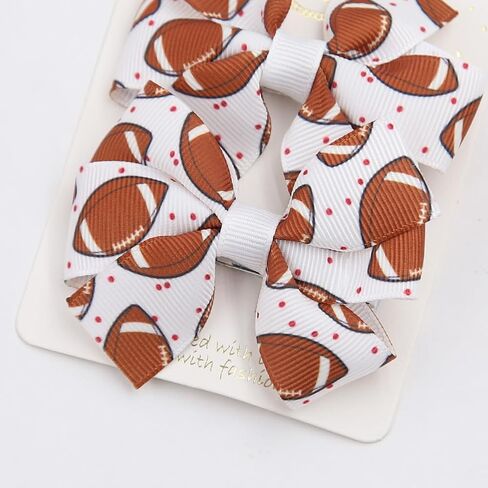 Football Hair Bow Clip Girls Sport Soccer Bow Hair Clip Infant Toddler Football Hair Bow Hair Accessories ZFJ48 (Rugby B) in Saudi Arabia