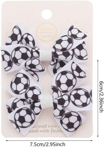 Football Hair Bow Clip Girls Sport Soccer Bow Hair Clip Infant Toddler Football Hair Bow Hair Accessories ZFJ48 (Rugby B) in Saudi Arabia