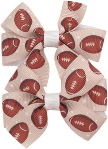 Football Hair Bow Clip Girls Sport Soccer Bow Hair Clip Infant Toddler Football Hair Bow Hair Accessories ZFJ48 (Rugby B) in Saudi Arabia