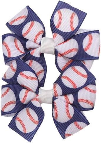 Football Hair Bow Clip Girls Sport Soccer Bow Hair Clip Infant Toddler Football Hair Bow Hair Accessories ZFJ48 (Rugby B) in Saudi Arabia