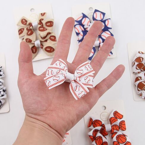 Football Hair Bow Clip Girls Sport Soccer Bow Hair Clip Infant Toddler Football Hair Bow Hair Accessories ZFJ48 (Rugby B) in Saudi Arabia