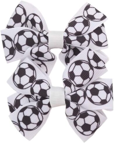 Football Hair Bow Clip Girls Sport Soccer Bow Hair Clip Infant Toddler Football Hair Bow Hair Accessories ZFJ48 (Rugby B) in Saudi Arabia