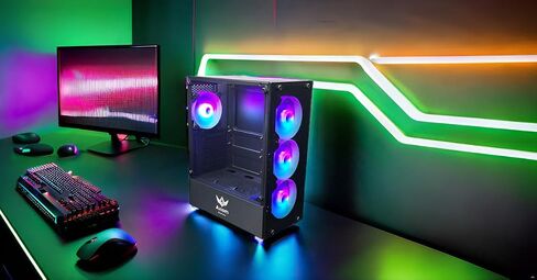 حقيبة ألعاب Nova Series C013 ATX Mid-Tower PC | إضاءة RGB مدمجة | الألواح الأمامية والجانبية من الزجاج المقسى | مراوح RGB مقاس 4 × 120 مم متضمنة | وحدة تحكم بالمروحة مع جهاز تحكم عن بعد | (أبيض) in Saudi Arabia