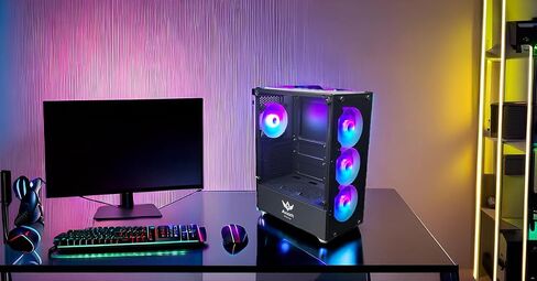 حقيبة ألعاب Nova Series C013 ATX Mid-Tower PC | إضاءة RGB مدمجة | الألواح الأمامية والجانبية من الزجاج المقسى | مراوح RGB مقاس 4 × 120 مم متضمنة | وحدة تحكم بالمروحة مع جهاز تحكم عن بعد | (أبيض) in Saudi Arabia