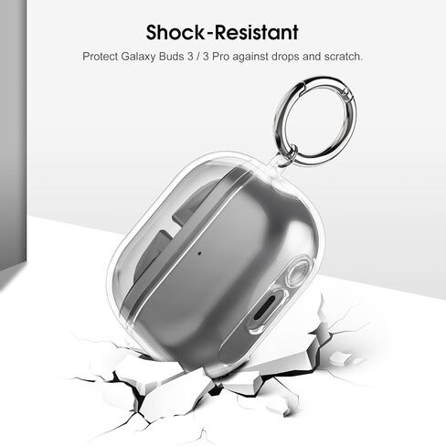 حافظة Fintie الشفافة لهاتف Samsung Galaxy Buds 3 وGalaxy Buds 3 Pro (2024)، غطاء واقٍ لسماعات الأذن مضادة للصدمات ومضادة للفقد مع حلقة مفاتيح تدعم الشحن اللاسلكي، شفاف كريستالي in Saudi Arabia
