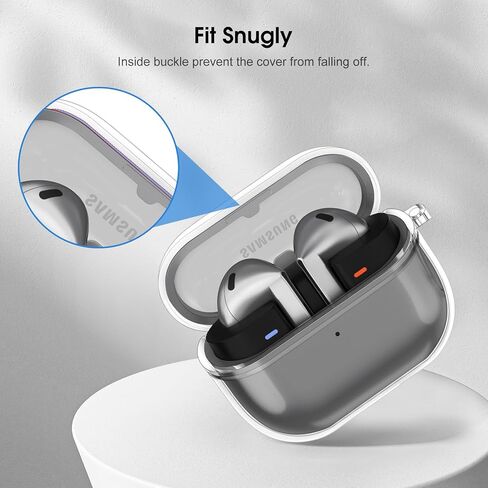 حافظة Fintie الشفافة لهاتف Samsung Galaxy Buds 3 وGalaxy Buds 3 Pro (2024)، غطاء واقٍ لسماعات الأذن مضادة للصدمات ومضادة للفقد مع حلقة مفاتيح تدعم الشحن اللاسلكي، شفاف كريستالي in Saudi Arabia