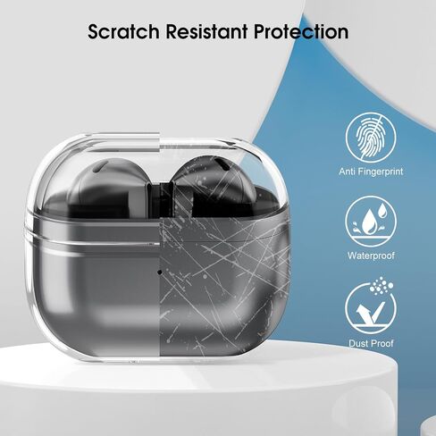 حافظة Fintie الشفافة لهاتف Samsung Galaxy Buds 3 وGalaxy Buds 3 Pro (2024)، غطاء واقٍ لسماعات الأذن مضادة للصدمات ومضادة للفقد مع حلقة مفاتيح تدعم الشحن اللاسلكي، شفاف كريستالي in Saudi Arabia