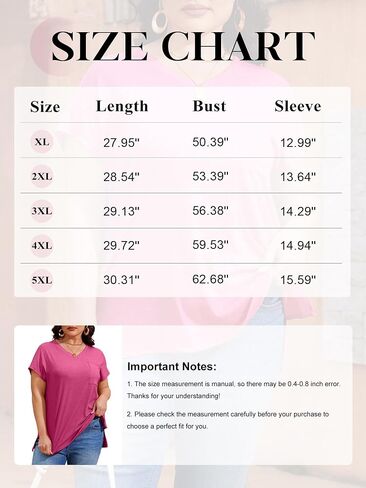 Womens Plus Size T Shirts V Neck Short Sleeve Side Split High Low Tops Casual Summer Loose Fit Tees with Pocket in Kuwait