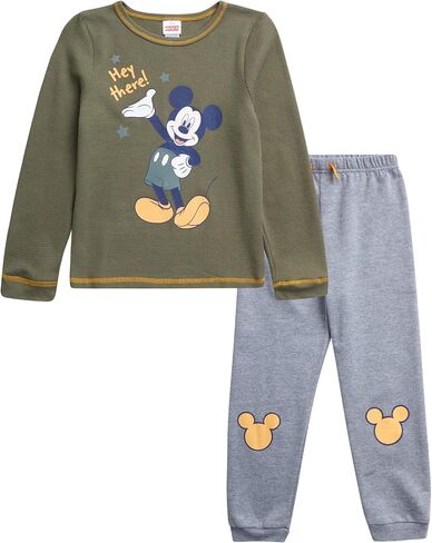 Disney Baby Boys’ Mickey Mouse Jogger Set – Long Sleeve Thermal Top and Fleece Sweatpants (12M – 7) in Saudi Arabia