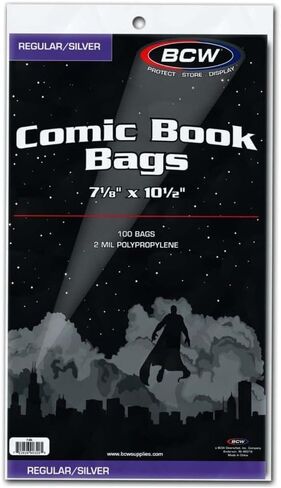 BCW Silver Age Comic Bags - 200 ct | Archival Quality, Acid-Free Protection for Silver Age Comic Books | 7 1/8 x 10 1/2 inches Comic Collection Storage Comic Books Bags in Saudi Arabia
