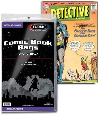 BCW Silver Age Comic Bags - 200 ct | Archival Quality, Acid-Free Protection for Silver Age Comic Books | 7 1/8 x 10 1/2 inches Comic Collection Storage Comic Books Bags in Saudi Arabia