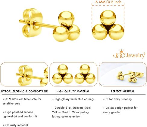 555Jewelry أقراط دلتا ثلاثية من الفولاذ المقاوم للصدأ بثلاث نقاط للنساء والفتيات in Kuwait