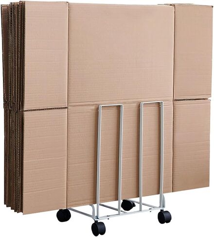 عربة كرتون لرف تخزين الكرتون، حامل كرتون محمول بعجلات، عربة كرتون من الصلب الكربوني للمستودع المنزلي، منظم كرتون صغير الحجم (أسود) in Kuwait