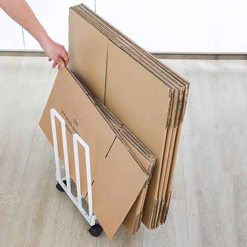 عربة كرتون لرف تخزين الكرتون، حامل كرتون محمول بعجلات، عربة كرتون من الصلب الكربوني للمستودع المنزلي، منظم كرتون صغير الحجم (أسود) in Kuwait