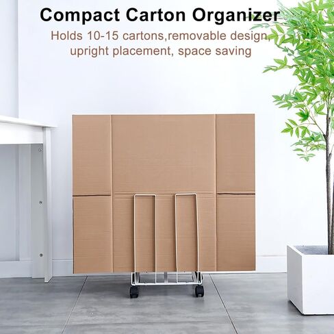 عربة كرتون لرف تخزين الكرتون، حامل كرتون محمول بعجلات، عربة كرتون من الصلب الكربوني للمستودع المنزلي، منظم كرتون صغير الحجم (أسود) in Kuwait