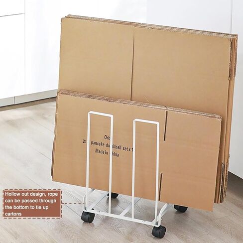 عربة كرتون لرف تخزين الكرتون، حامل كرتون محمول بعجلات، عربة كرتون من الصلب الكربوني للمستودع المنزلي، منظم كرتون صغير الحجم (أسود) in Kuwait
