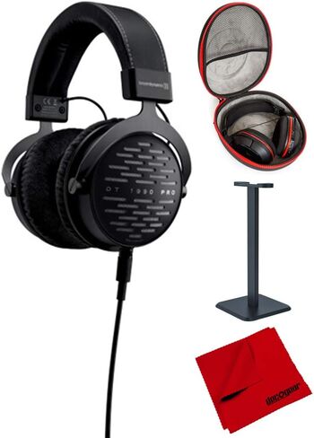 سماعات رأس Beyerdynamic DT 1990 PRO 250 Ohm Open Studio (710490) مع حافظة سماعة الرأس بالحجم الكامل، وحامل سماعة الرأس وقطعة قماش للتنظيف من الألياف الدقيقة in Kuwait