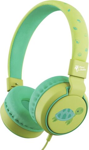 Planet Buddies Kids Headphones, On Ear Wired Headphones for Kids, 85db Volume Limiter, Safe Foldable Wired Earphones for Kids with Microphone, Kids Headset for School, Travel, Green Turtle in Saudi Arabia