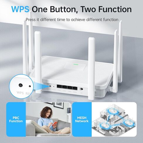 UeeVii WR3000K WiFi6 AX3000 WiFi Router, Dual Band 6-Antenas Wireless Router, Suitable for Wireless Bridge and AP Home Router,One-Click WPS&MESH, Good Heat Dissipation in Kuwait