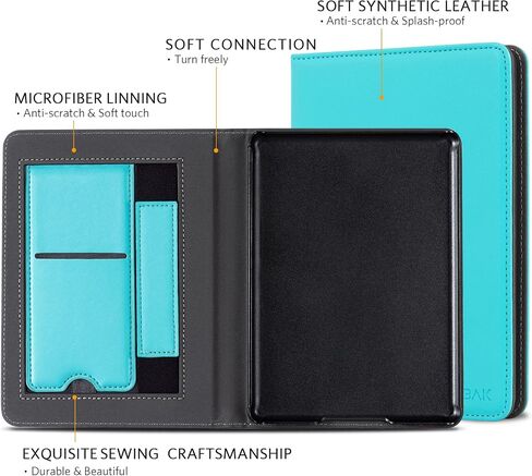 حافظة CoBak مع حامل لجهاز Kindle Paperwhite - غطاء متين من جلد البولي يوريثان مع خاصية التنبيه التلقائي للنوم، وفتحة للبطاقة، وميزة حزام اليد - يناسب جهاز Kindle Paperwhite من الجيل الحادي عشر مقاس 6.8 بوصات إصدار التوقيع 2021 in Saudi Arabia