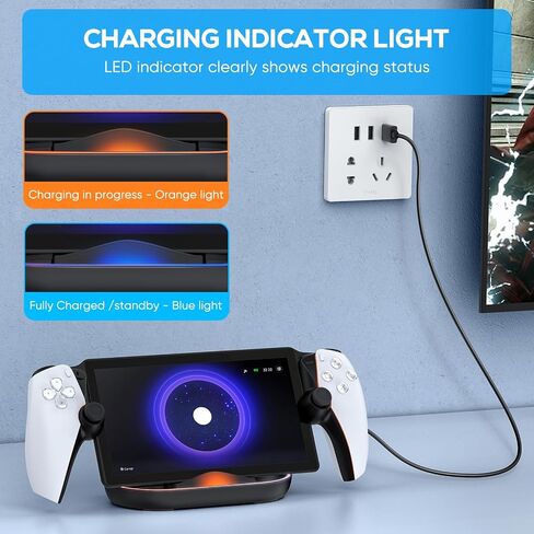 Charging Dock Station for Playstation Portal, Charger Stand for Ps Portal with RGB Light and USB C Charging Cable, Handheld Stand Holder for Playstation Portal in Saudi Arabia