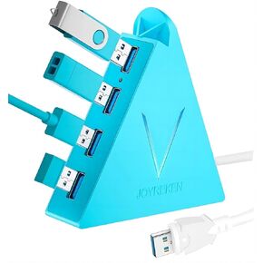 4-Port USB 3.0 Hub with 2 ft Extended Cable, FlyingVHUB Vertical Data USB Hub, for Mac, PC, Xbox One, PS4, PS5, iMac, Surface Pro, XPS, Laptop, Desktop, Flash Drive, Mobile HDD (Blue) in Kuwait