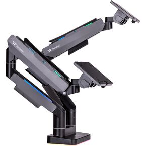 Thermaltake Dual Heavy Duty RGB Monitor Arm for up to 2 x 35 inchs and 2 x 44 lbs Screen, 100 x 100 mm VESA Compatible, Wide Rage Movements, GEA-MSR-DMSBLK-01