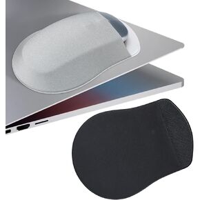 2Pcs Stick-On Laptop Mouse Holder - Elastic Case for Wireless Mouse, Pouch Pocket Sleeve, Oval Grey + Black in Saudi Arabia