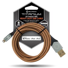 MCX [Apple MFi Certified] Titanium 6FT Fast Charging Tangle Free Heavy Duty USB to Lightning Cable. Includes Sync+Charge & Aluminum Tips for Optimum Connectivity.