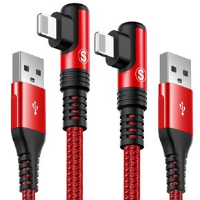 Right Angle i Phone Charger Cable 2-Pack, 6.6FT, [Apple MFi Certified] Ligtning Cable Fast Charging Nylon Braided Compatible with iPhone 14/13/12/11 Pro Max/XS MAX/XR/XS/X/8/7/Plus/6S/6/SE/5S/i Pad