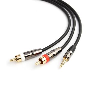 3.5mm to RCA, RCA to 1/8 Stereo Cable, 20FT RCA Male to Aux Audio Adapter, 1/8 Male to Male Stereo Aux Cord [Left/Right] Y Splitter Adapter for Tablets, Speakers, Smartphones, MP3, HDTV–Black
