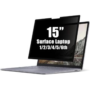 FILMEXT Privacy Screen Protector for Microsoft Surface Laptop 1/2/3/4/5/6th Gen 15 inch,Full Removable Surface Laptop Privacy Screen 15" Anti-Spy Anti-Glare Blue Light Filter