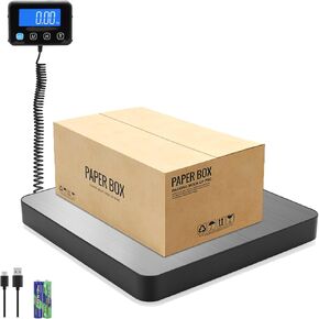 Ionsno Digital Shipping Scale, 5g High Accuracy 440 lb Postal Scale with Hold and Tare Functions for Parcels/Luggage/Home, Silicone Surface, Extended LCD Display, Batteries and AC Adapter Included