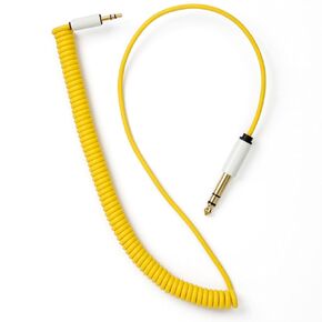 كابل صوت MyVolts Candycord، مقبس صغير مستقيم إلى مقبس كبير مستقيم، مجعد من 65 سم إلى 90 سم، لون أصفر أناناس