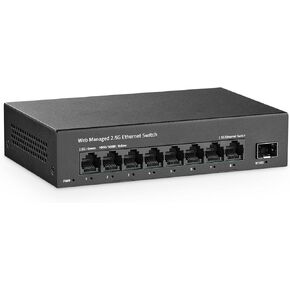 YuLinca 8 Port 2.5G Easy Web Managed Switch, 8 x 2.5Gbps Base-T Ports and 1 x 10G SFP+ Slot, Support LACP/QOS/VLAN/IGMP, Mini Metal Fanless 2.5Gb Managed Switch