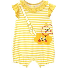 Baby Girl Romper-Viscose Made from Bamboo, Ruffle Sleeve Jumpsuit Summer Outfits Cool Infant Girl Clothes