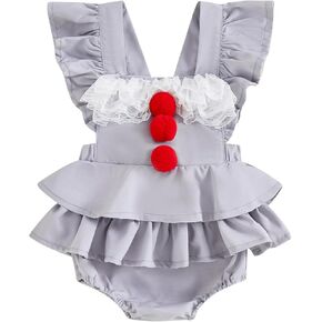 Muasaluxi الوليد طفلة هالوين الزي يطير كم الدانتيل رومبير الكريات كشكش ارتداءها عارية الذراعين تانك القمم بذلة in Kuwait