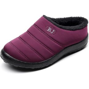Slippers for Women Men, Fur Lined Indoor Bedroom Mules Comfort Outdoor Anti-Skid Plush House Shoes Slip On Comfortable Backless Snow Boots