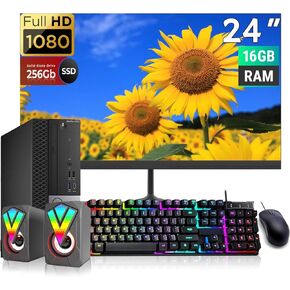 Dell Optiplex 7050 SFF PC Desktop Computer with 24" FHD(1920x1080) Monitor, RGB Speaker, Core i5-7500 3.4GHz, 16GB DDR4, 256GB SSD, Keyboard&Mouse, Win10 Pro(Renewed)