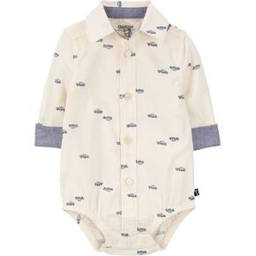 Oshkosh Baby Boy Buttonfront Bodysuit, White Truck Print, 6M