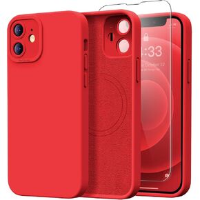 Magnetic for iPhone 12 Mini Case with Screen Protector - Wireless Charging Compatible - Upgraded Camera Protection - Silicone Protective Phone Case for iPhone 12 Mini - Porcelain Blue