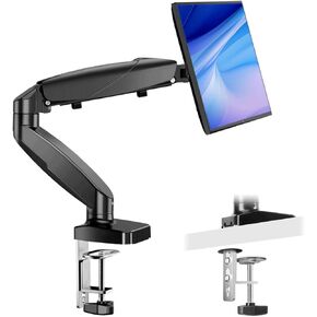 Single Monitor Mount for 13-32 Inch Computer Monitor Screens，Adjustable Gas Spring Monitor Arm Desk Stand with Clamp and Grommet Base Holds 15.4 Lbs, VESA 75x75 or 100x100mm