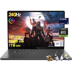 ASUS ROG Zephyrus G16 Gaming Laptop 16" 2.5k 2560x1600 OLED 240Hz (DCI-P3 100% 500nits G-SYNC) Intel 16-core Ultra 9 185H 16GB RAM 1TB SSD GeForce RTX 4070 Backlit Thunderbolt Win11 w/ICP Accessory