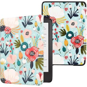 حافظة DMLuna لجهاز Kindle Paperwhite مقاس 6.8 بوصات الجيل الحادي عشر 2021 والإصدار المميز، غطاء نحيف وخفيف الوزن ومتين من جلد البولي يوريثان الفاخر مع خاصية التنبيه التلقائي للنوم - زهرة التل