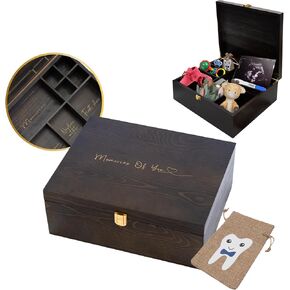 Wooden Baby Keepsake Box Boy and Girl-Elegant Newborn Keepsake Box with Sturdy Lock-Timeless Baby Keepsake Storage Box-Memory Box for Keepsaskes Baby-Baby Keepsake Boxes & Tins-Baby Boy Keepsake Box